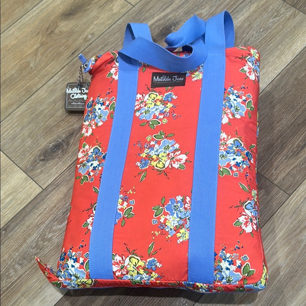 NWT NEW Matilda Jane Red Floral Tote Bag zip-up Beach Blanket Towel XL Large